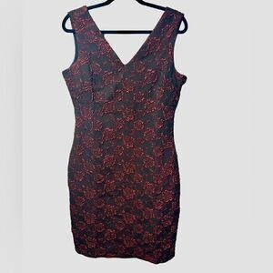 NWT Donna Rico Red Roses Black Sleeveless Mini Dress Above Knee Vneck Sexy Date